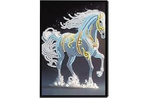 DCIDBEI Pittura Diamante Taccuino Pagine Bianche A5 Cavallo 5D Diamond Painting Quaderni Puzzle con Perline Quaderno di Viaggio Strass Diario Segreto Bambina per Materiale Scolastico 50 Fogli