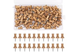 WAMKON 100 Pcs Punaises en Bois Punaises Décoratives Goupille de Marquage pour Carte Panneau de Liège Carte Bureau Suspendu avec Boîte de Rangement