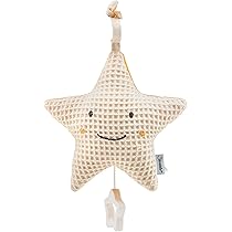 Muziekdoos medium ster geel om vast te binden, baby slaaphulp met geïntegreerd speelwerk om op te trekken, melodie: weet je hoeveel ster staat, vanaf de geboorte voor meisjes en jongens