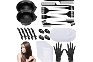 OUOOBEA 33 Pieces Hair Dye Brush And Bowl Set,Hair Dye Brush/Comb,Hair Tinting Bowl,Ear Cover,Shower Cap,Shawl, Alligator Clip,Gloves For Hair Coloring，Bleaching Hair DIY Salon Hair Coloring Kit