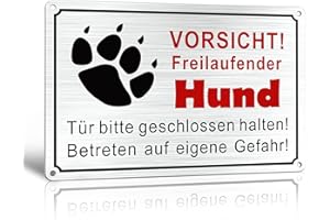 ‎TAKULA TAKULA Warnung vor dem Hunde Schilder-Vorsicht Freilaufender Hund,Hundewarnschild War Schild Hund,30 * 20CM Gebürstetes Metall Achtung Hund Schild|Pack of 1
