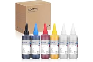 AOMYA 600ml DTF Tinte Premium DTF Wärmeübertragung Tinte Umwandlung Kit Nachfüllung kompatibel für Epsn ET8550, ET-8500, L1800, L805, XP-15000, R1390, R2000, R2400, P400, P800, alle DTF-Drucker, 100ml x 6