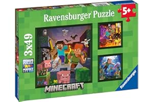 Ravensburger Minecraft Gifts for Boys and Girls - 3x 49 Piece Jigsaw Puzzles for Kids Age 5 Years +