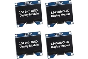 Dealikee 4 Stück 1,54 Zoll OLED I2C IIC Display-Modul, 128x64 Pixel SSD1309 Treiber Selbstleuchtende OLED-Bildschirmplatine Kompatibel mit Arduino Raspberry Pi, kommen mit Aufbewahrungsbox