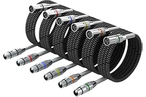 FIBBR XLR Cable 2m-6 Pack, Microphone Cable Nylon Braided XLR Male to Female Heavy Duty Balanced Microphone Cord Compatible with Preamps/Speaker Systems and More