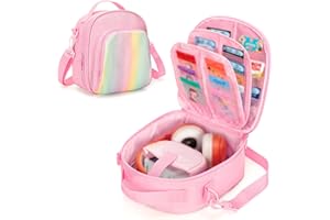 LoDrid Storage Bag Compatible with Yoto Mini (2024 Edition), Portable Carrying Case for Audio Music Player & Headphone Accessories, Card Holder Hold Up to 30 Cards, Pink, (Bag Only)