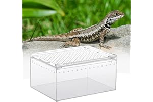 LAOXI Tank Acrylic Reptile Feeding Box, Snake Rack Transparent Reptile Breeding Box Full View Visually Acrylic Sliding Cover Type Feeding Box for Insect Reptiles Tarantulas Amphibians(No Pets Included)