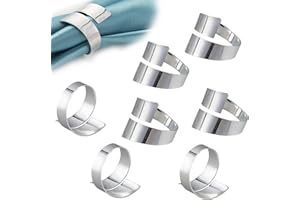 Feyarl 8 Pcs Napkin Rings Metal Napkin Holders for Wedding Dinner Party Banquet Festival Table Decor (Silver)
