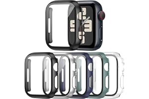 Haojavo Twarde etui z poliwęglanu z osłoną ekranu ze szkła hartowanego do Apple Watch 44 mm SE 3 (2025)/SE 2/SE/Series 6/5/4, odporne na zarysowania etui ochronne do iWatch 44 mm akcesoria