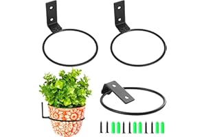 Ksvaye 3 Stück 6 Zoll Wandhalterung Blumentopf Faltbar Blumentopfhalter Wand Pflanzenhalter Blumentopfhalter Metall Blumentopf Halterung Ring Pflanzer Rack für Haus Garten Balkon (Schwarz, 15cm)
