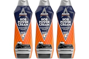 Astonish Specialist Hob Cream Cleaner, for Tough Burnt on Stains, Protective Coat, Zesty Lemon Scent, 3 x 500ml