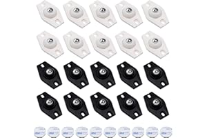 VEGCOO 20 Pièces Roulettes Pivotantes Auto-adhésives, Mini Transfert Roulettes de Meubles à 360 Degrés, Silencieuses, Pour Appareils de Cuisine Poubelles Boîte de Rangement Inférieure Poubelle
