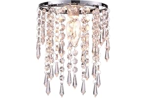 LIGHTS4LIVING Easy Fit Chrome Pretty Lamp Shade for Bedroom Ceiling Fitting Modern Chandelier Decoration with Elegant Acrylic Jewel Effect Droplets (CLEAR)