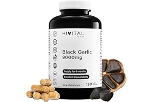 HIVITAL FOODS Schwarzer Knoblauch 9000 mg. 180 vegane Kapseln für 6 Monate. Schwarzer Knoblauchextrakt OHNE GERUCH Allium Sativum. Hergestellt von HIVITAL