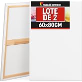 Zenacolor &ndash; Set of 2 Canvas Paintings 60 x 80 cm &ndash; 100% Cotton Acid-Free | Canvas for Painting &middot; Canvas with Wooden Frame for