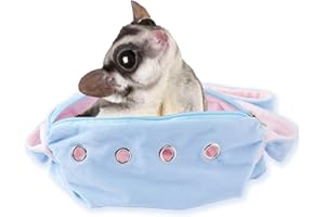 Meow&Woof Sugar Glider Bonding Pouch Small Pet Carrier Bag Sling with Strap Critter Cuddler for Gliders Ferret, Rat, Hedgehog, Hamster Outdoor-Blue