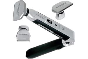 MANGROOMER - PLATINUM PRO New Back Shaver with 3 Shock Absorber Flex Heads, Power Hinge, Extreme Reach Handle & Bonus Case! (Generation 8.0), 4 Piece Set