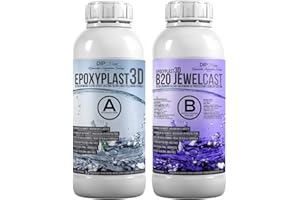 DIPON 0,75 KG Resina Epoxi EpoxyPlast 3D B20 Jewel Cast para resina artificial, ultra transparente, excelente protección UV, joyas, resina de fundición, vidrio transparente, Claro como un diamante
