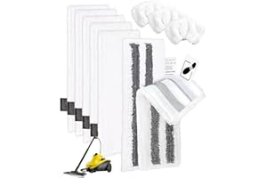 ZITFRI 10 Accessoires pour Kärcher SC1 SC2 SC3 SC4 SC5 EasyFix, 5 Bonnettes Microfibres Absorbantes, 2 Serpillières à Rayures, 3 Chiffons pour Buse Manuelle, Lavettes Réutilisables pour Nettoyeur Vapeur