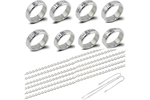 BJPERFMS Anillo BTS con Collar, 8 Piezas Anillos Kpop BTS, Collar Kpop BTS, Joyería BTS, Regalos para Fiestas de Cumpleaños para Niños Niñas Army