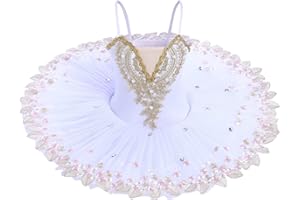 OBEEII Robe de Ballet Paillettes Broderies Ballet Tutu Justaucorps Danse Classique Gymnastique Léotard Costume