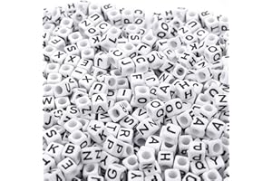 Augshy 700 Cuentas Blancas del Alfabeto, Cuentas para Hacer Pulseras Letras, Letras para Pulseras Para Hacer Joyas, Collar (6 mm)
