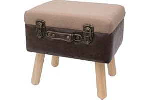 HMF stołek w stylu vintage z drewnianym miejscem do przechowywania, 40 x 32 x 39 cm, brązowy, klasyczny,