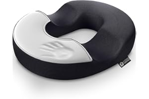 5 STARS UNITED Donut Cushion – Memory Foam Pillow for Sitting – Tailbone & Coccyx Support – Hemorrhoid-Friendly Ring Shape – Office Chair, Car, Desk & Wheelchair (Black, Small)