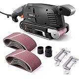 TACKLIFE Bandschleifer PSFS1A (600W Schleifer mit 6 Gänge Drehzahlregelung, 3 meter Kabel, Staubfänger, 360-560RPM, 2 Staubsa