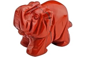 mookaitedecor Natural Stripes Red Jasper Elephant Ornament Figurine,Healing Crystal Energy Gemstone Reiki Statue Home Decor,1.5 Inches