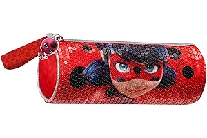 FRANCO COSIMO PANINI MIRACULOUS - Astuccio Scuola Ovale Personalizzato Ladybug con Chiusura Zip e Tirazip con Gadget - Astuccio Piccolo Porta Cancelleria e Portapenne, Astuccio Bambina e Bambino Tombolino Morbido, 22x8H