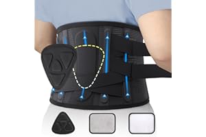 ZEAMO Rückenbandage für Männer und Frauen zur Linderung von Schmerzen im unteren Rückenbereich, Rückengurt mit 5 Streben und 3-Arten Ersatz-Lendenpolstern, Rückengurt für Bandscheibenvorfall(Medium)