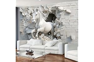 FENDROM Luxurious 3D Horse Breakthrough Wall Art Tapestry, Modern Embossed White Running Horse Symbolizing Passion for Freedom Creatures Photo Print,Wide Wall Hanging for Bedroom Living Room Dorm