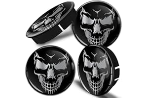 SkinoEu 4 x 60 mm 3D Tapas centrales de Rueda Tapas de buje Tapas de llanta Skull Silver C 92
