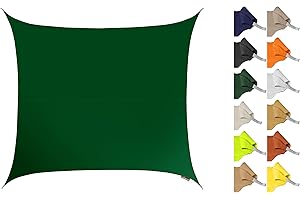 Kookaburra 2m Square Water Resistant Garden Patio Sun Shade Sail Canopy 96.5% UV Block with Free Rope (Green)