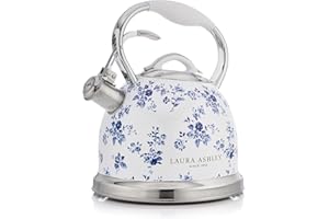 Laura Ashley China Rose Bouilloire Induction de 2,5 L par VQ - Bouilloire Sifflante à Ébullition Rapide pour Plaque à Gaz, Plaque à Induction ou Autres Cuisinières avec Mécanisme à Bouton-Poussoir