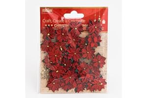 Italian Options 2cm Small Red Handmade Poinsettia Christmas Flower Card Making Craft Decorations (30 pieces)