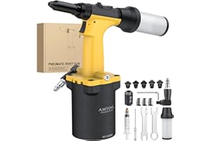 AMTOVL Pneumatic Riveter - 1400KGF/3086LBF Pulling Pneumatic Rivet Gun, Heavy-Duty Air Pop Riveter 2.4mm, 3.2mm, 4mm, 4.8mm and 6.4mm Capacity