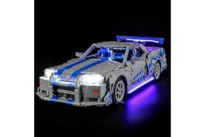 YEABRICKS LED Lumière pour Lego-42210 Technic Voiture Nissan Skyline GT-R (R34) 2 Fast 2 Furious Modèle de Blocs de Construction (Ensemble Lego Non Inclus)