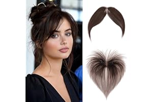 MY-LADY Frange à Clips Cheveux Naturels avec 2 Clips, 100% Cheveux Humains Remy Fausse Frange, Postiche Extension Cheveux Frange, Frange en Bang Perruque pour Femmes(Brun Moka)