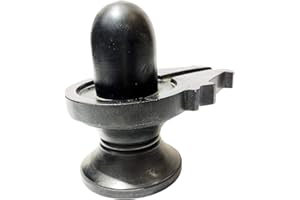 athizay Stone Shivling Statue Made in Banaras | Office Puja Room Religious god Idol Shiva Lingam (Black 9.5 cm)
