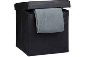 Artistic Fashionista Limited Ottoman Storage Box Faux Leather Folding Footstool Rest Seat Storage Stool Toys Chest Bench Blanket Linen Laundry Box (Small 38x38cm, Black)