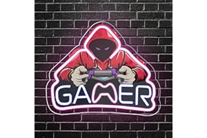 Rucvixkt Gamer Néon Signe De Jeux Décoration,Néon Led Manette Jeu Logo,Enseigne Lumineuse Decor Gaming Néon pour, Cadeaux sympas pour la décoration de la Game Room des garçons