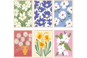 YALKIN Paint by Numbers for Adults and Kids Beginner, Painting by Number Kits On Canvas,Without Frame DIY Color Oil Painting Acrylic Paints,Home Wall Decor（6 Pack 8x12 in）