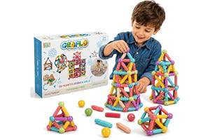GRAFLO Magnetic Building Blocks - Magnetic Sticks and Balls Game Set 60Pcs - Construction Set, Educational, STEM Learning, Montessori Preschool Toys - Smart Magnet Construction Toy for Kids Ages 3-8