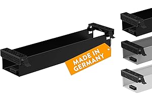 boho office® Kabelwanne – Schwarz 57 cm aus Metall - beidseitig klappbare Kabelwanne zur Installation unter der Tischplatte – Verstauen von sämtlichen Kabeln – Kabelkanal – Kabelbox – Kabelmanagement