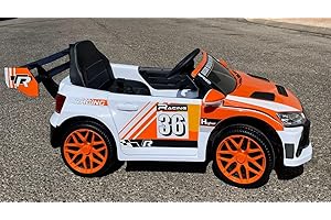 INDALCHESS Coche eléctrico 12v para niños, Deportivo, RC, 4 Motores, 1-3 años (Naranja)