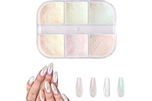 HQYBZP Chrome Nail Powder，Perlchrom Weibliches Nagelpulver, Transparenter Eisglitter Chrompulver Nagel, Mehrfarbiger Aurora Nagellack，KüNstlerische Pailletten Nageldesign Passend füR MäDchen