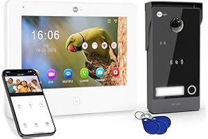 NEO LIGHT Neolight Visiophone WiFi, 2 Fils, Écran IPS 7", Interphone Vidéo Full HD, Enregistrement sur microSD 512GB avec Détection de Mouvement, Accès aux Archives via Smartphone, Vision Nocturne, RFID