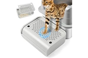 Rolcoassuns Litter Box Ramp, Cat Steps/Stair for Litter Box, Litter Catcher with Filter Function and Non-Slip Rubber Feet, Suitable for Small and Elderly Cats